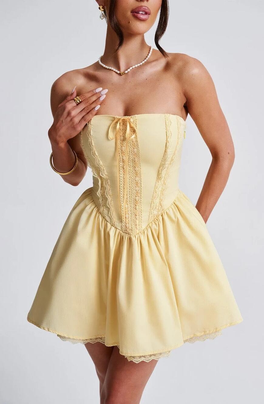 Babyboo Evie Mini Dress in Lemon Size Small
